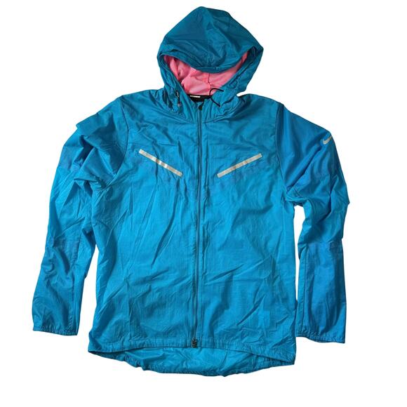 Nike Women’s Cyclone Running Windbreaker Jacket Blue Pink Size M - Picture 2 of 12